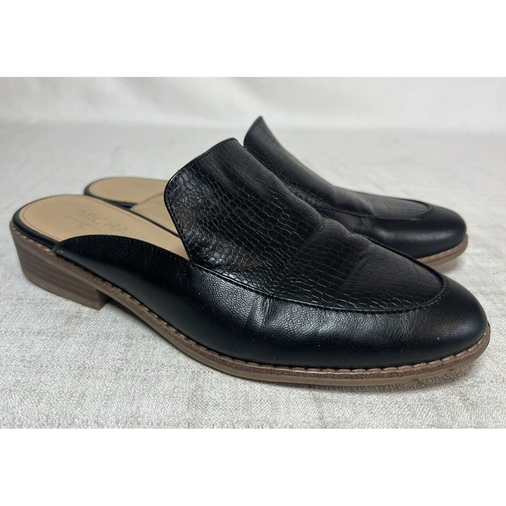 Michael by Michael Shannon Women 7 "Chrisley" Black Slip On Loafer Slide Mules